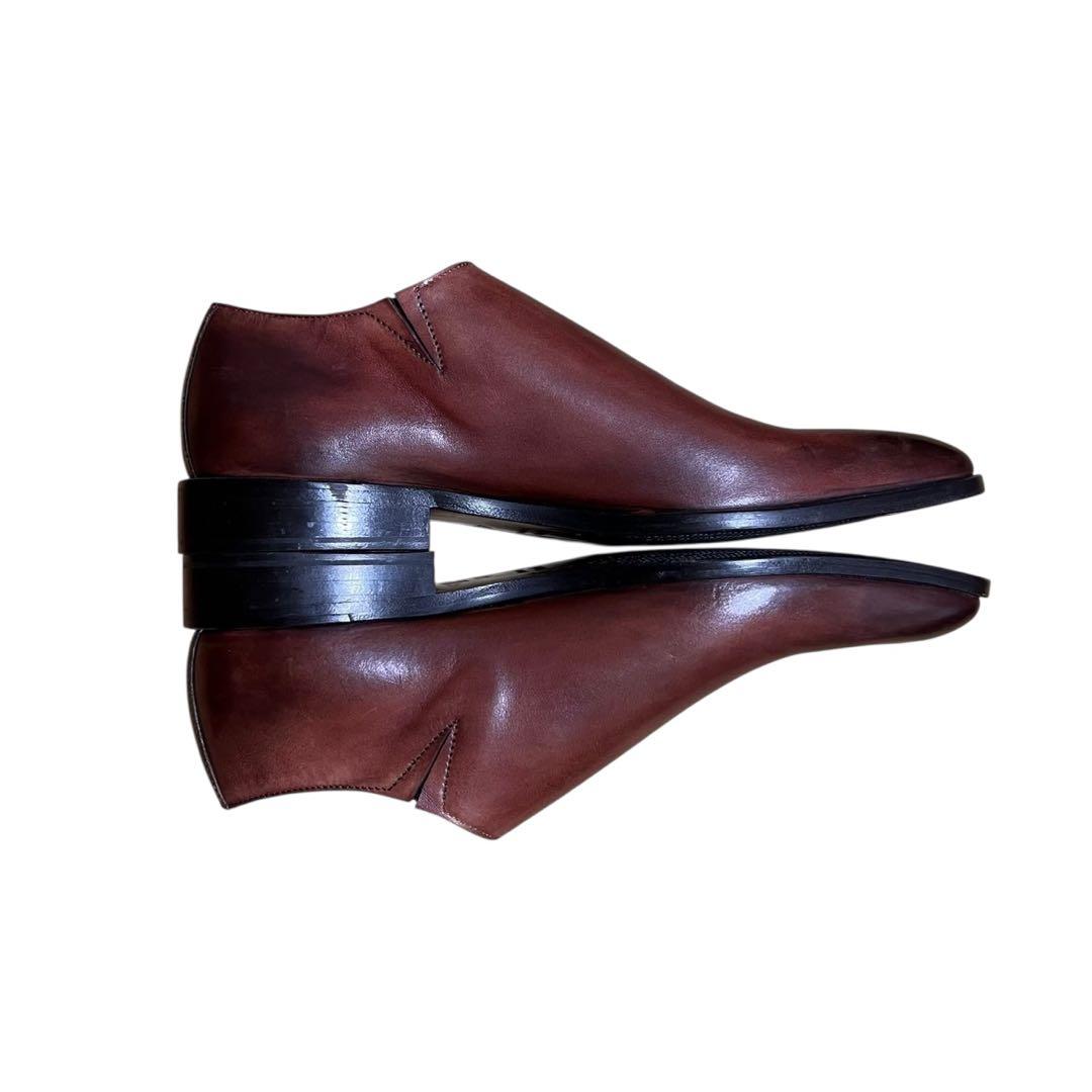 Elastico ブラウン レザー サイドレース ドレスシューズ 41
