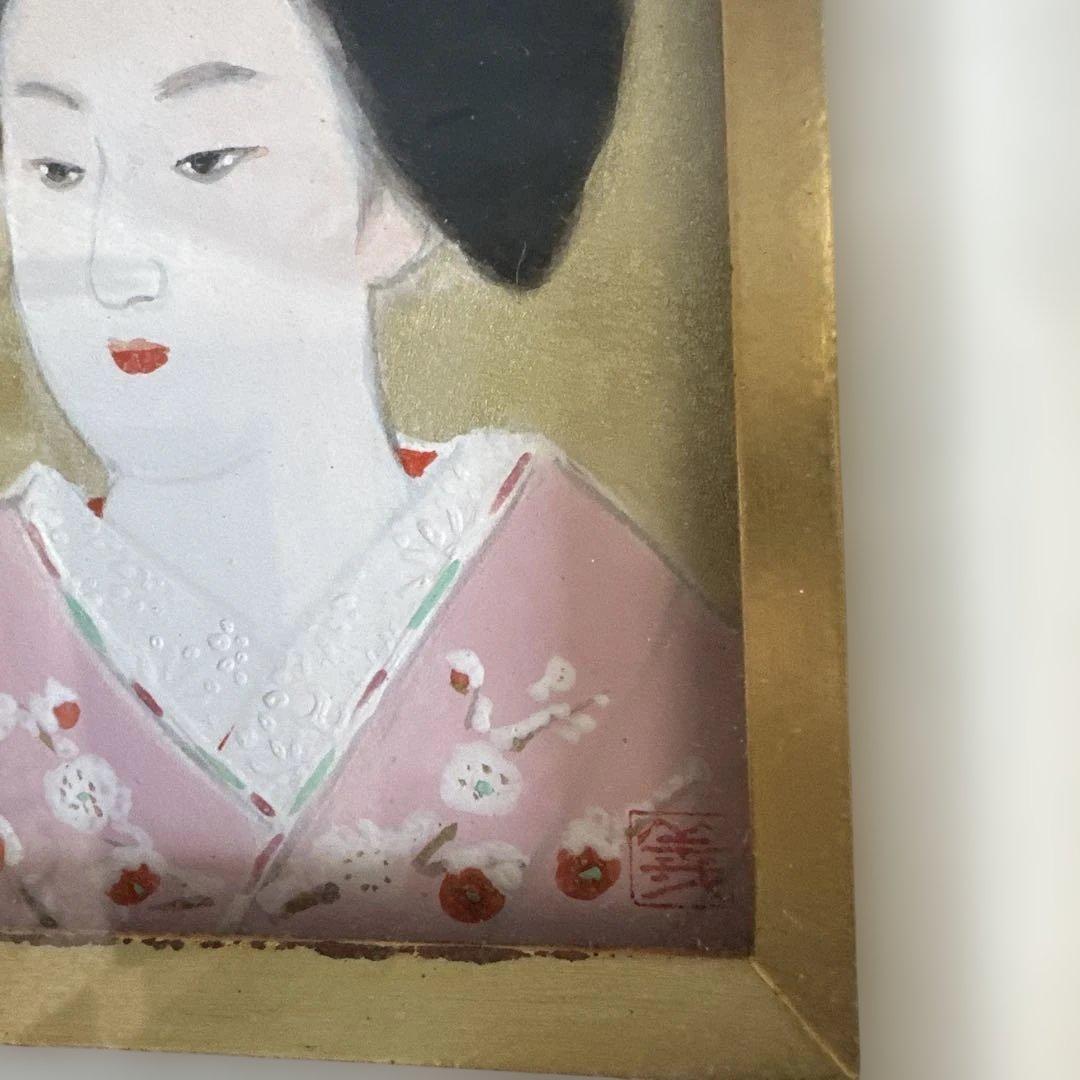 日本画 舞妓女性 金色フレーム