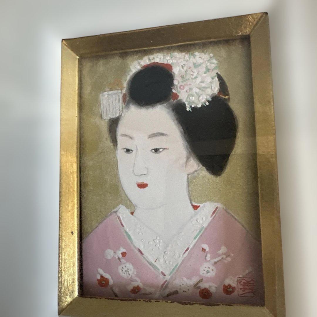 日本画 舞妓女性 金色フレーム