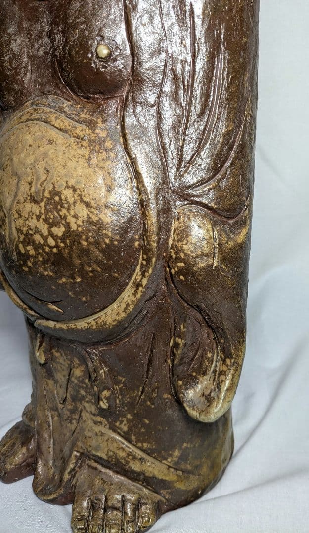 備前焼 布袋尊像 布袋様 七福神 置物 縁起物 伏香炉 インテリア 工芸品 陶像