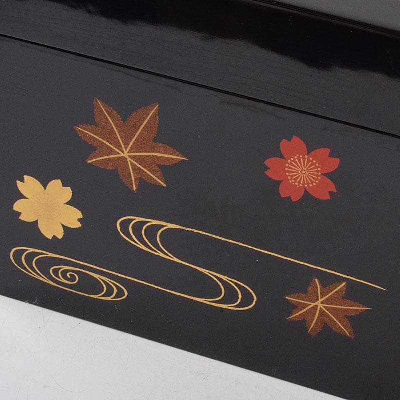 茶道具　黒漆　春秋蒔絵　茶箱　棗　巾筒など　九点　一式　仕覆付　M　R9327