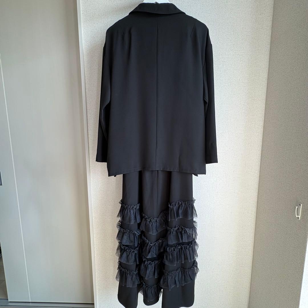 Transparent hem setup dress 黒　S
