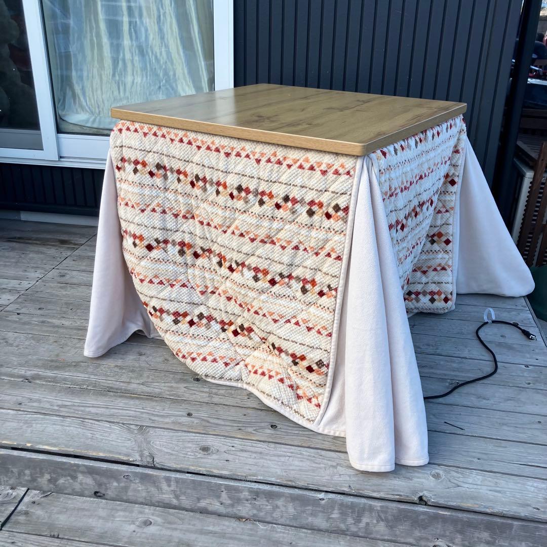 ニトリ 木製 ダイニングコタツテーブル デスクこたつ こたつ布団セット レトロ