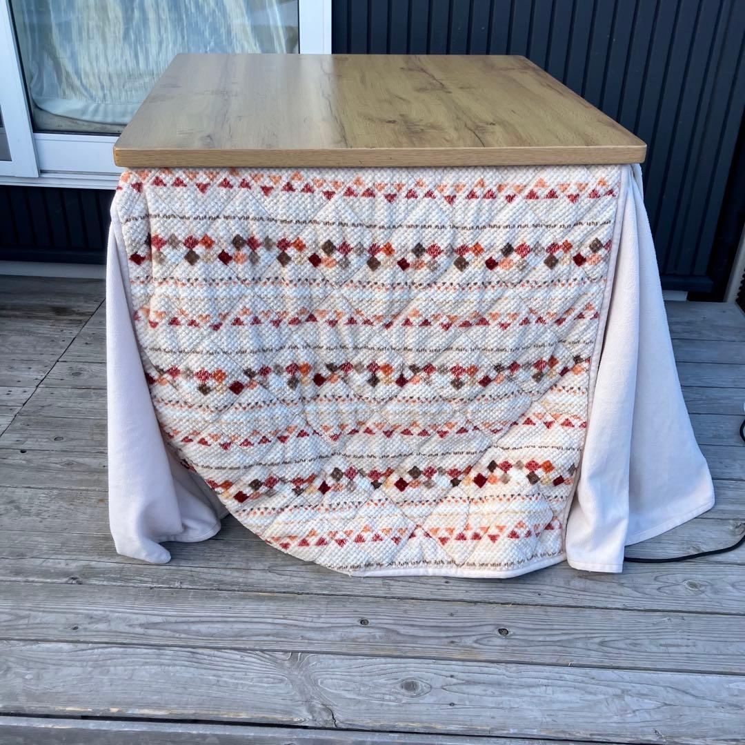 ニトリ 木製 ダイニングコタツテーブル デスクこたつ こたつ布団セット レトロ