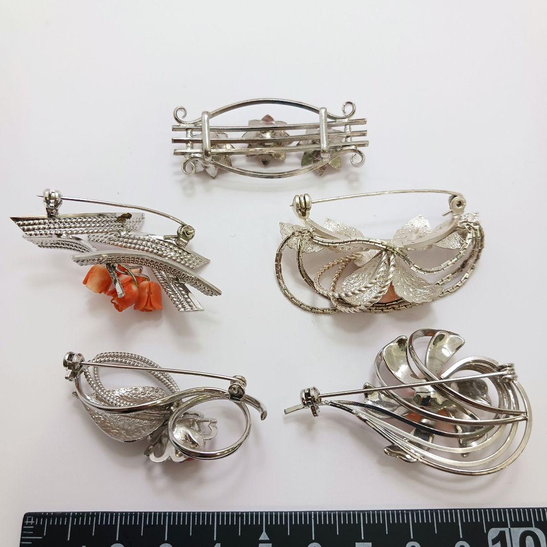 Y2550-3 本珊瑚 アクセサリー 18点セット ブローチ 帯留