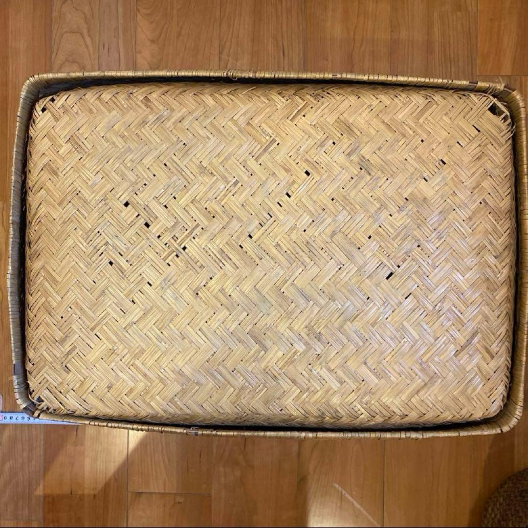 【最終価格】 ① 竹行李 柳ごおり昭和レトロ 葛籠 竹細工 大籠 箪笥カゴ