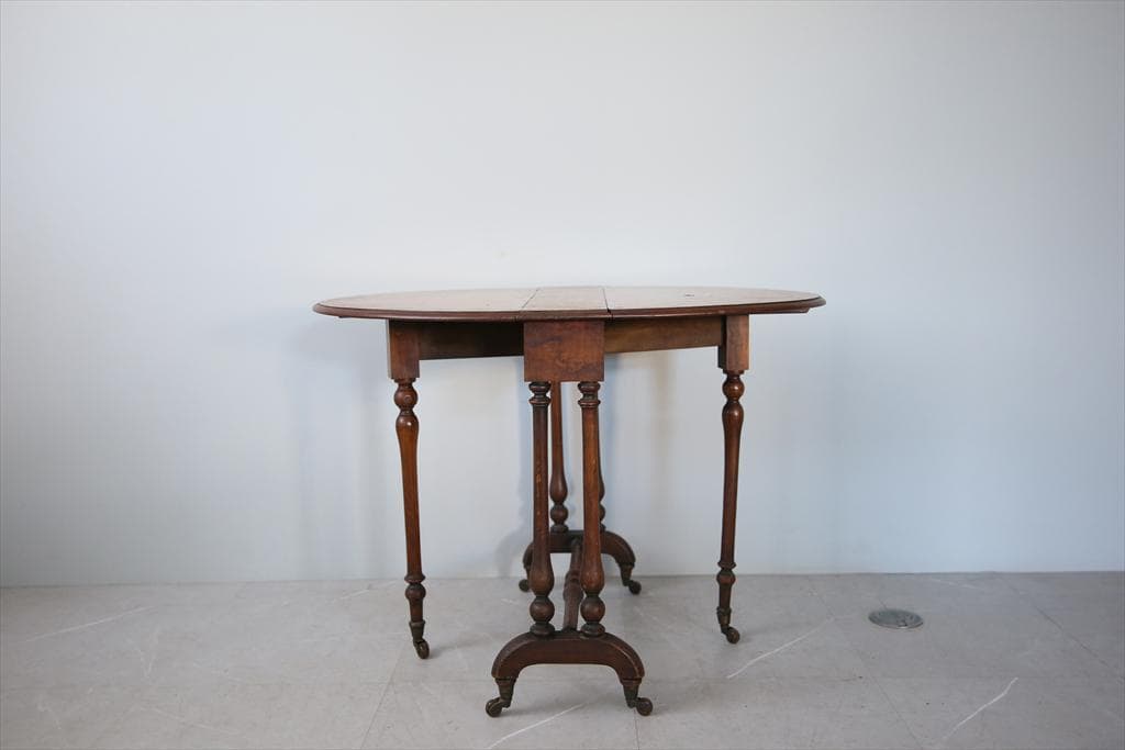 英国アンティーク木製ゲートレッグテーブル/ダイニング机/バタフライ(89-311