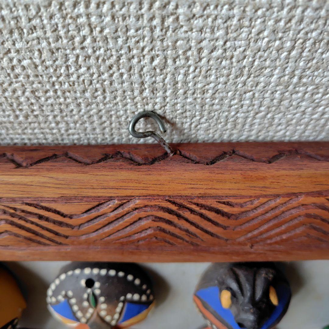 希少　アフリカ　カメルーン 額入り陶器製マスク 18個セット