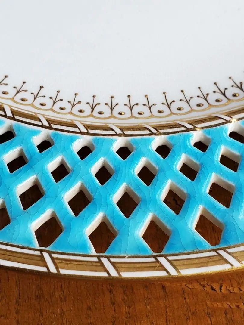 オールドミントン 花文字絵皿 19世紀