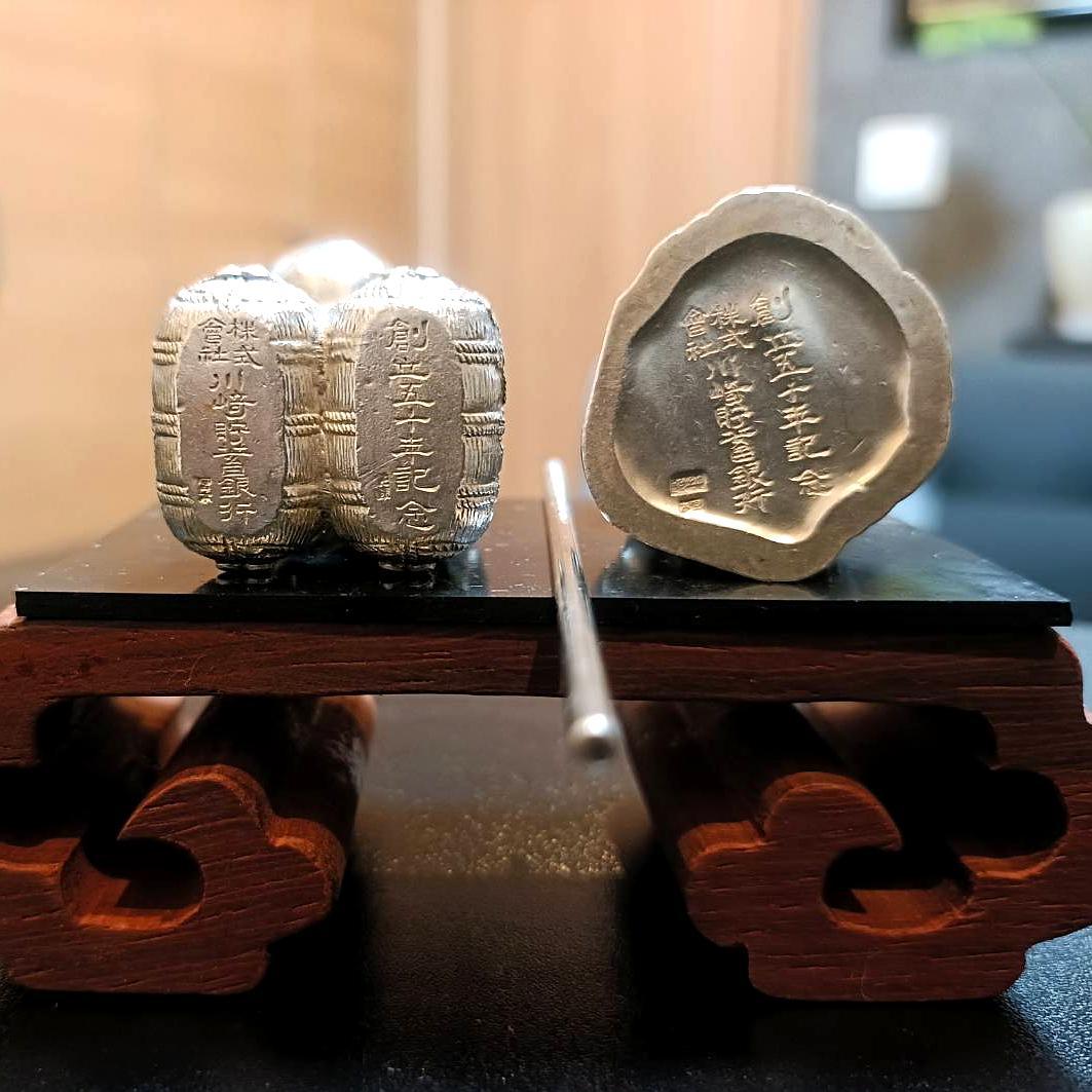 【純銀製】恵比須様・大黒様2体セット【縁起物】川崎貯蓄銀行