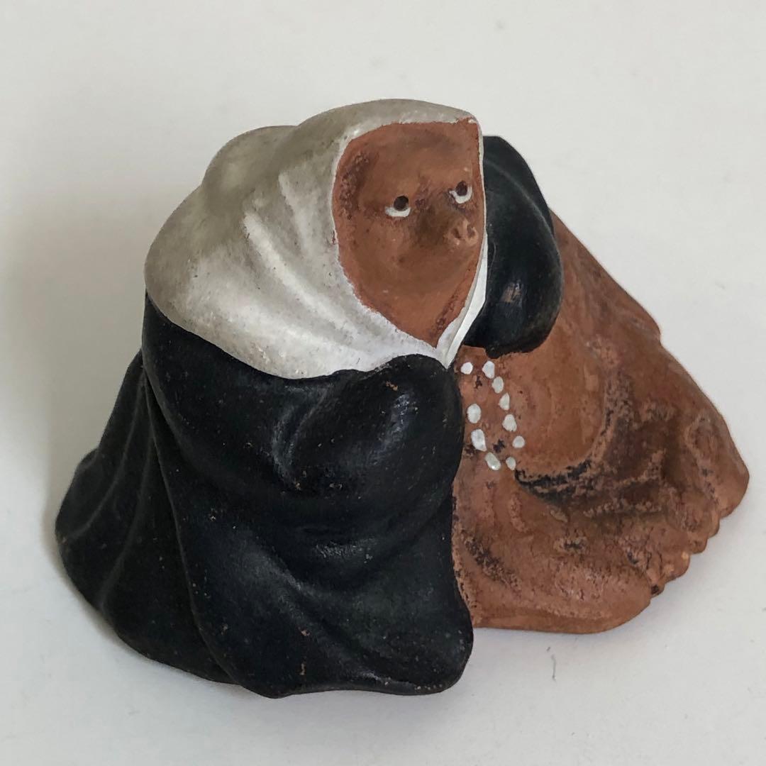時代物　豆坊　陶器製　小さな豆狸人形　在銘　置物日本人形　郷土玩具　豆人形