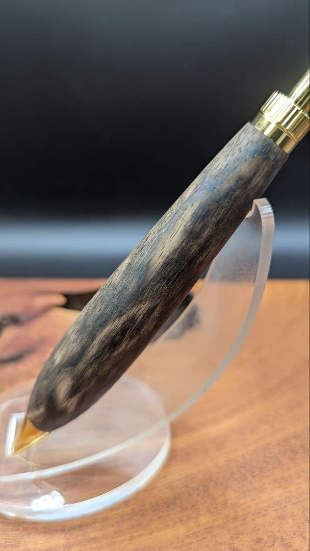 560極上　黒柿孔雀杢　木軸シャーペン　ボールペン　太軸