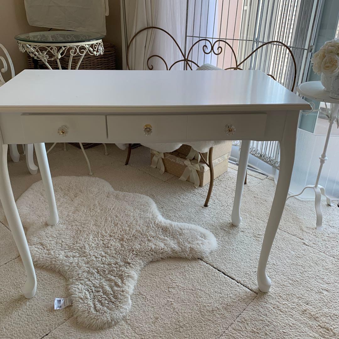 パソコンデスク コンソールデスク　白家具