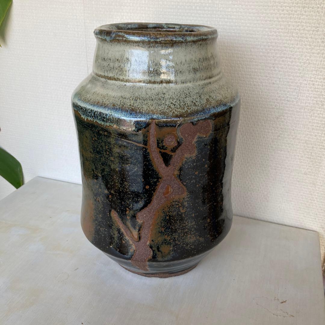 人間国宝　濱田庄司　花瓶　民藝　傑作　浜田庄司　黍文