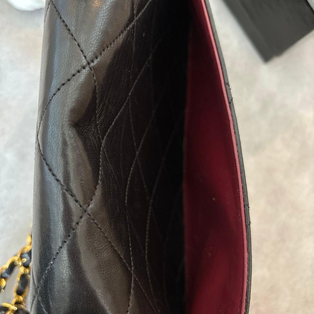 シャネル　マトラッセ　ラムスキン　ヴィンテージ　ブラック　黒　フラップバッグ