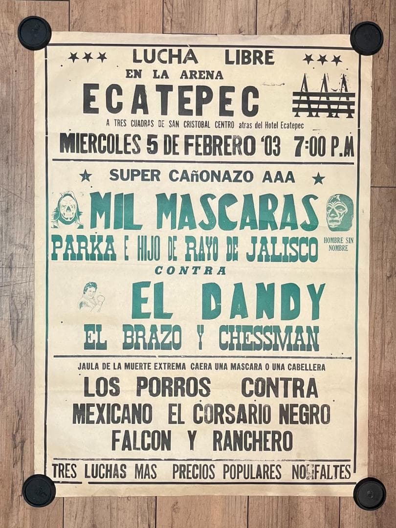 希少☆2003年／ルチャリブレ／メキシカンプロレス／ヴィンテージ／興行ポスター