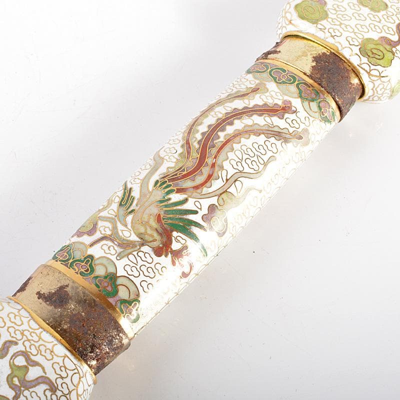 中国　仙鶴　武木研究院　七宝装飾品　鉄製　伸縮剣　箱付　C　5986C