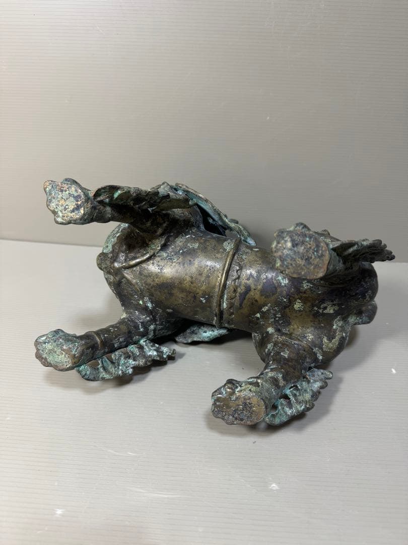 2217 古銅　青銅器　獅子 尊　饕餮紋　唐物 時代物