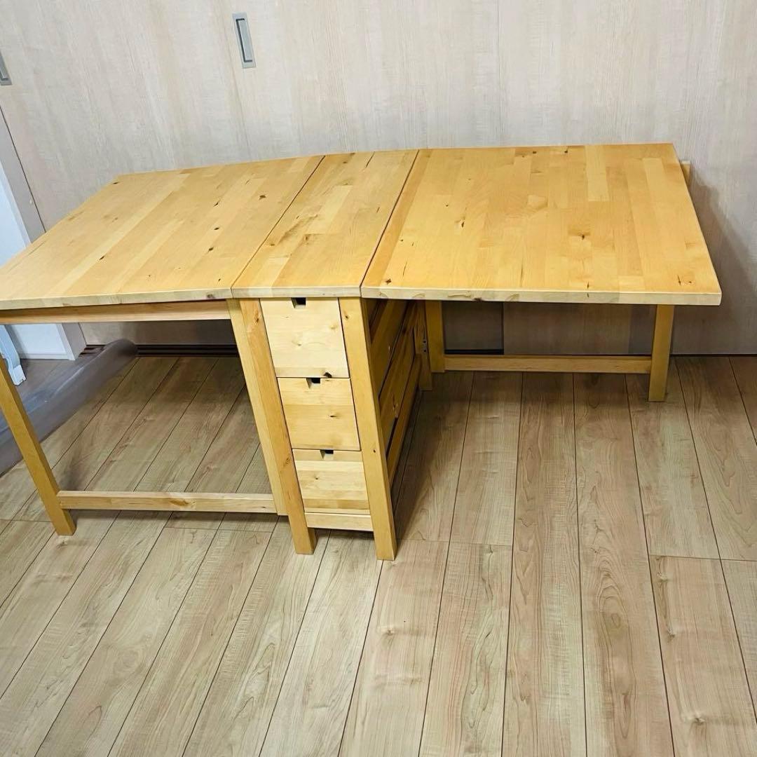 IKEA NORDEN ノールデン ダイニングテーブル 折り畳み 引き出し付き