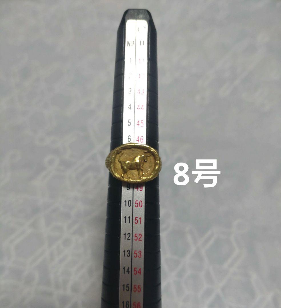 ☆アンティークK18ゴールド バッファローのリング5.6g 8号サイズ☆