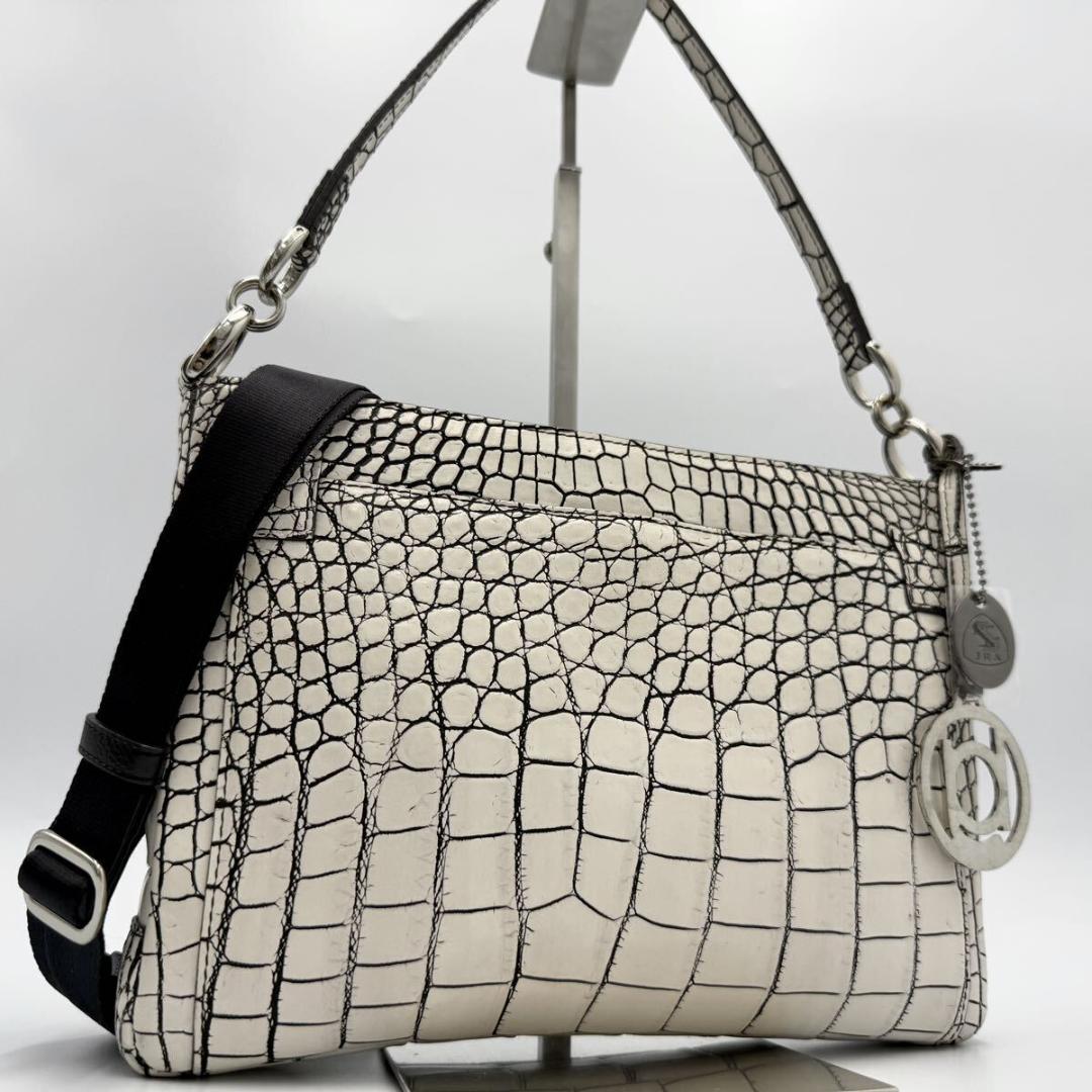 美品 ボーグラン クロコダイル 目地染め ハンドバッグ ショルダー JRA認定