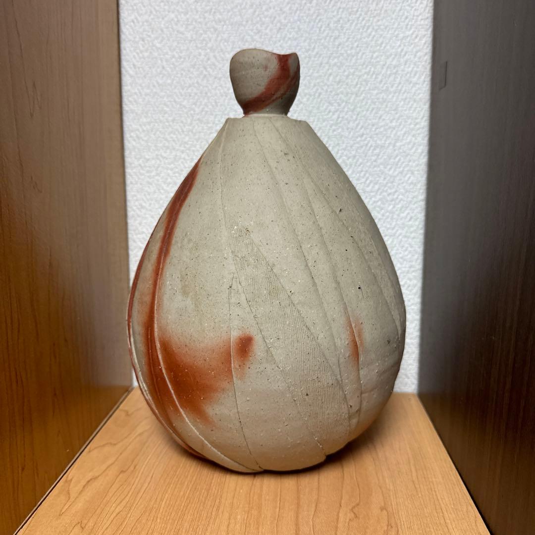 渡邊琢磨　備前焼　火襷花入　大徳利　花瓶