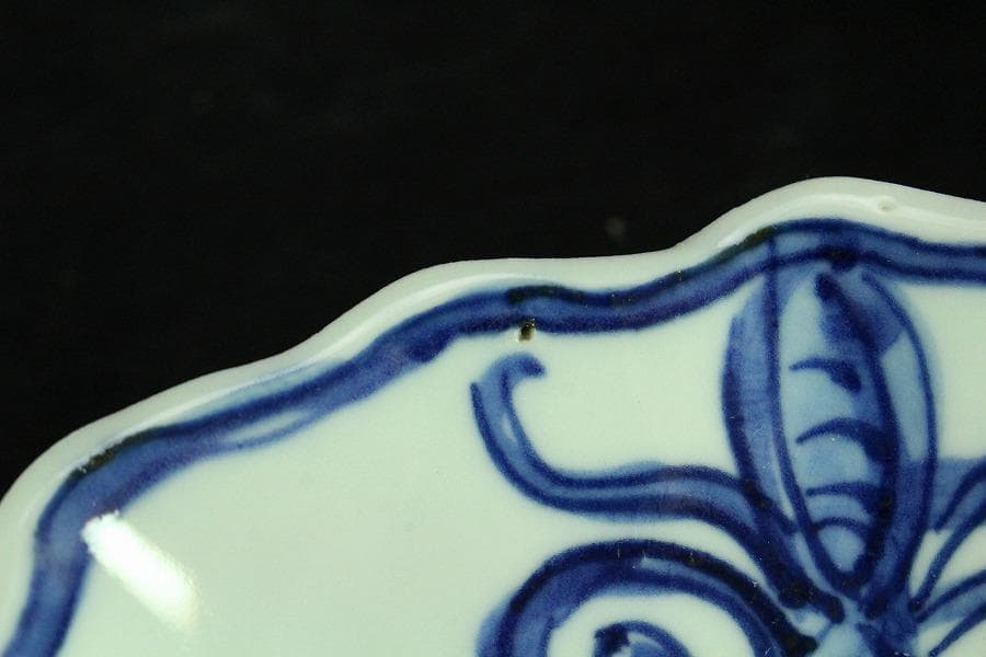 古染付 古 青華 蝶形 器 五客 華中亭道八製 向付 懐石(K-XA833)