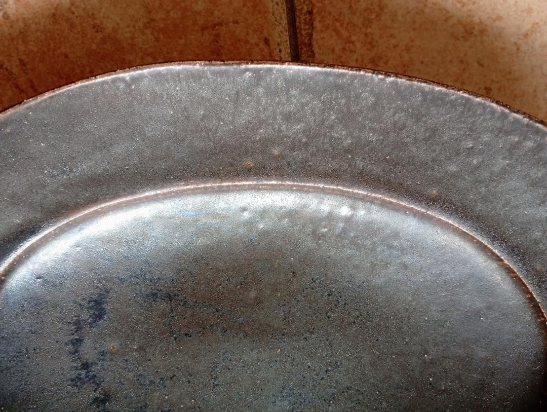 林拓児 黒釉 楕円皿 大＋小鉢 ２点セット