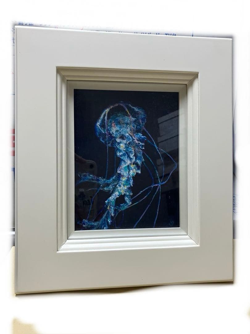 ホワイトフレーム クラゲ アート F 0サイズインテリア雑貨