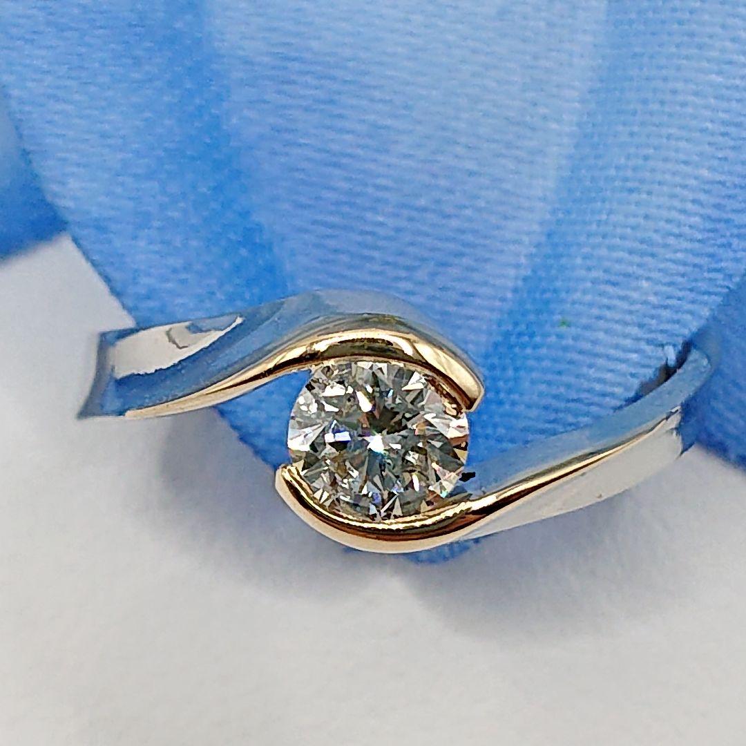 Jazz Singer様エレガント 一粒天然ダイヤモンドリングPt900/K18