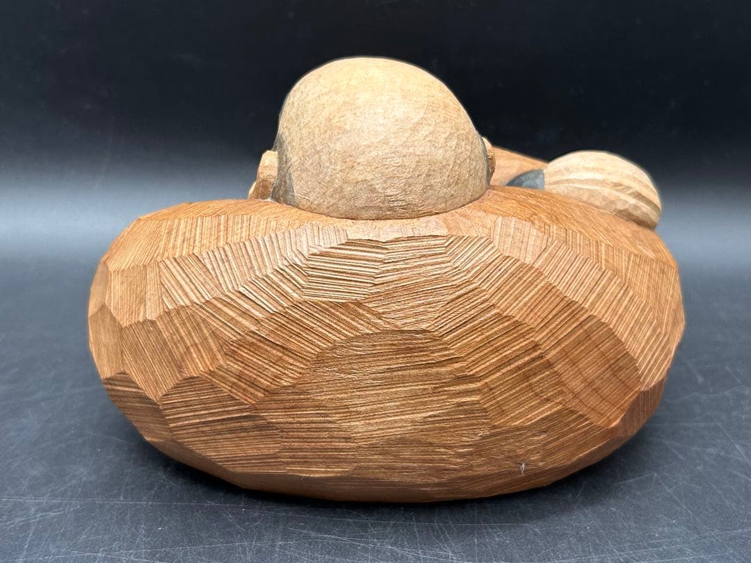 【希少品】秀作(在銘) 讃岐彫 一刀彫 達磨　だるま　木彫り　置物　縁起物