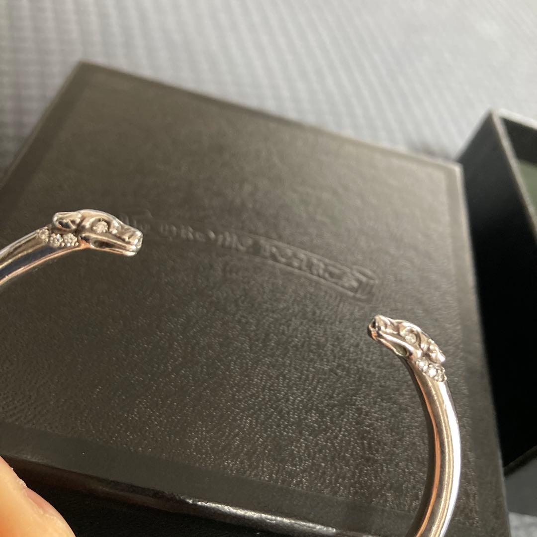 クロムハーツダブルドッグ パヴェダイヤモンドバングルシルバー925