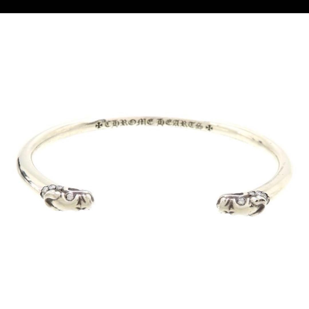 クロムハーツダブルドッグ パヴェダイヤモンドバングルシルバー925