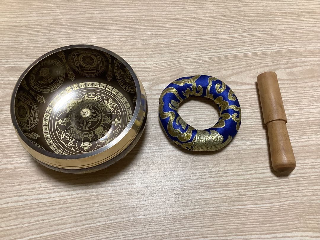 《 チベット密教　新品 》 シンギングボウル　倍音　曼荼羅　3点セット　82