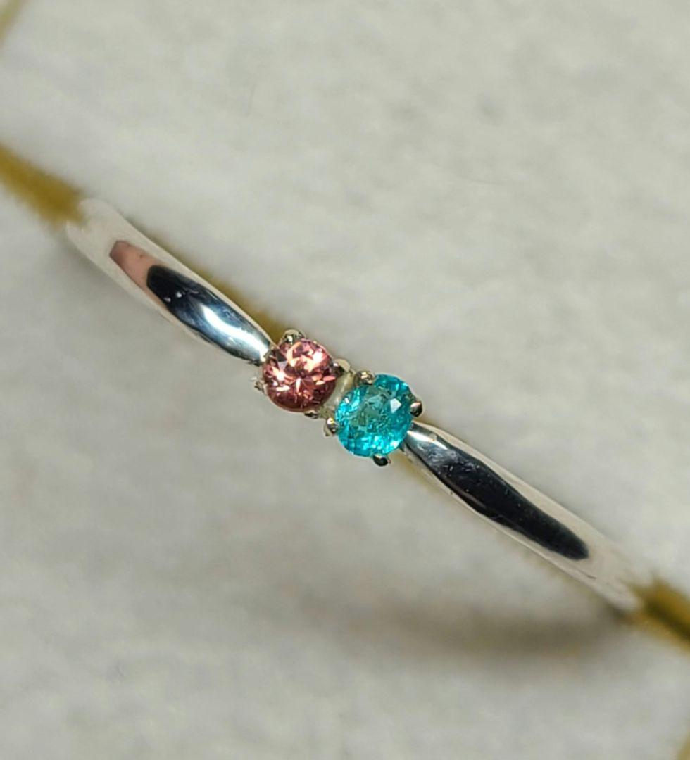 ★ブラジルバターリャパライバトルマリン&パパラチアサファイア10KリングSV★