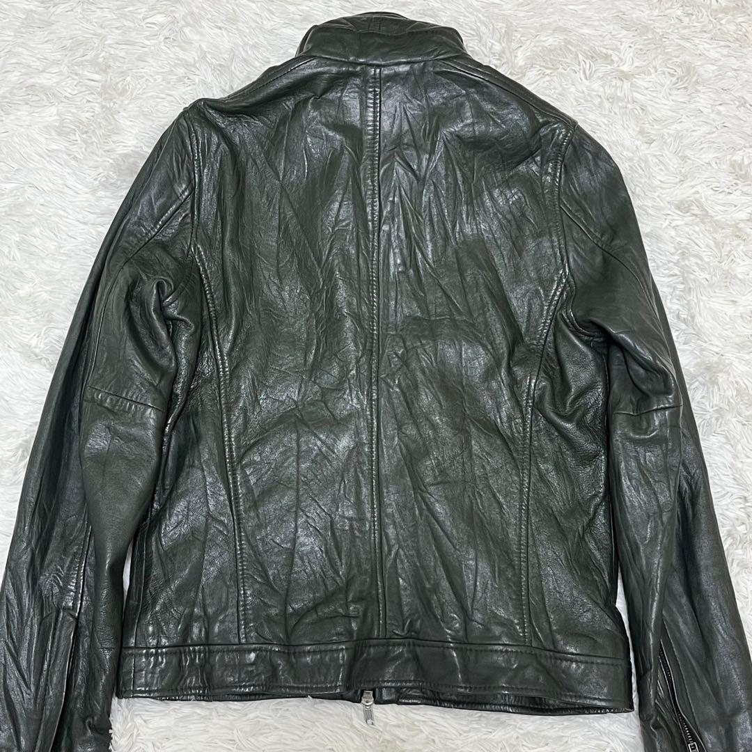 希少色✨リューグーレザーズ シングルライダース カーキ ラムレザー シワ加工