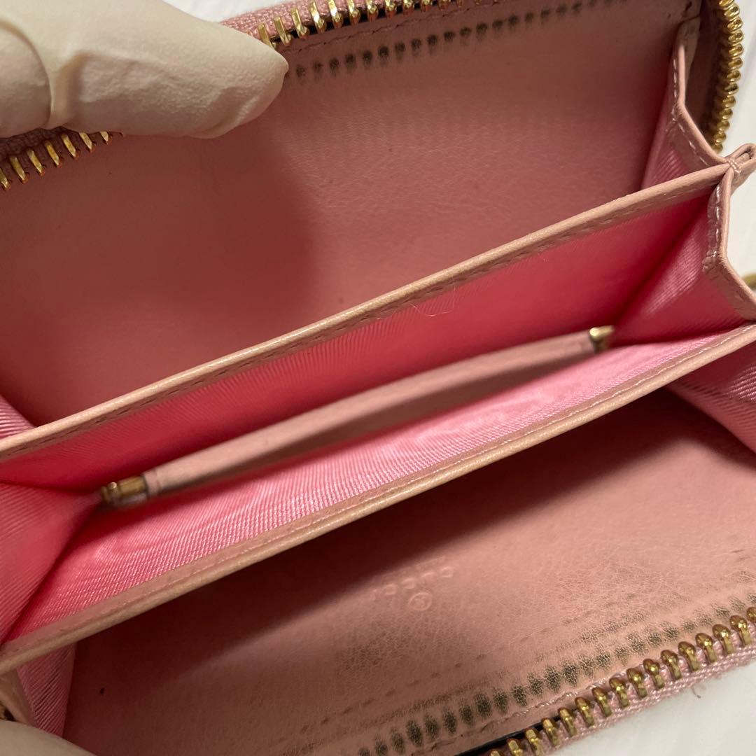 美品グッチ スプリーム ケース ラウンドファスナーキーチェーン レザーレディース