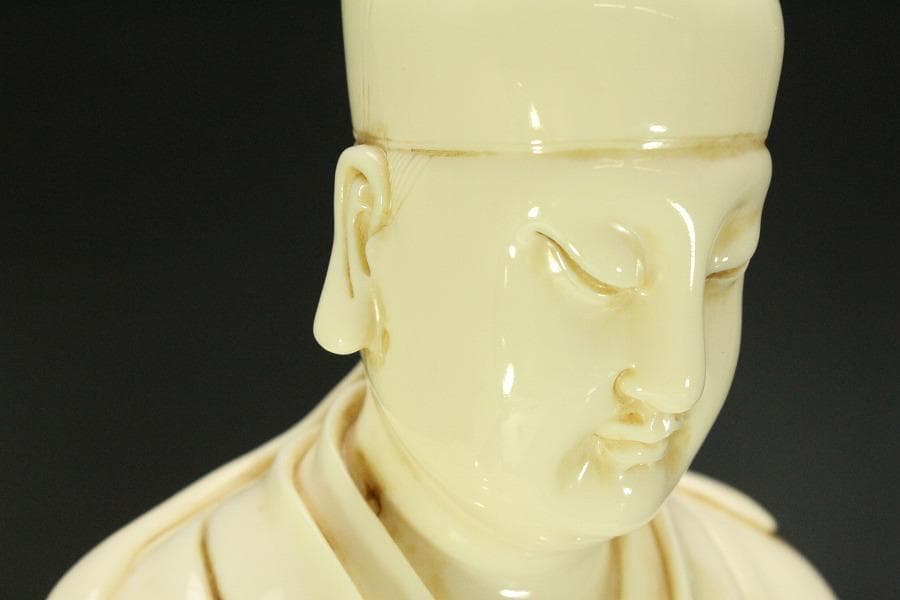 中国美術 白磁 徳化窯 人物 座像 高46cm(RC989)