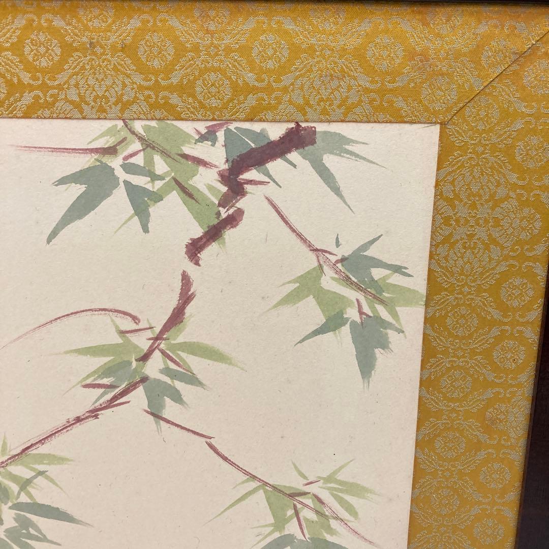 竹の絵柄 木製 茶道具　風炉先屏風 幅約87cm風炉先上透 裏白角縁 茶道 茶室