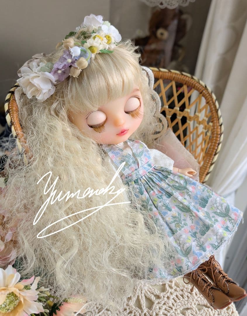 カスタムアイシードール 白いドレスと花かんむりセット 希少 半透明肌