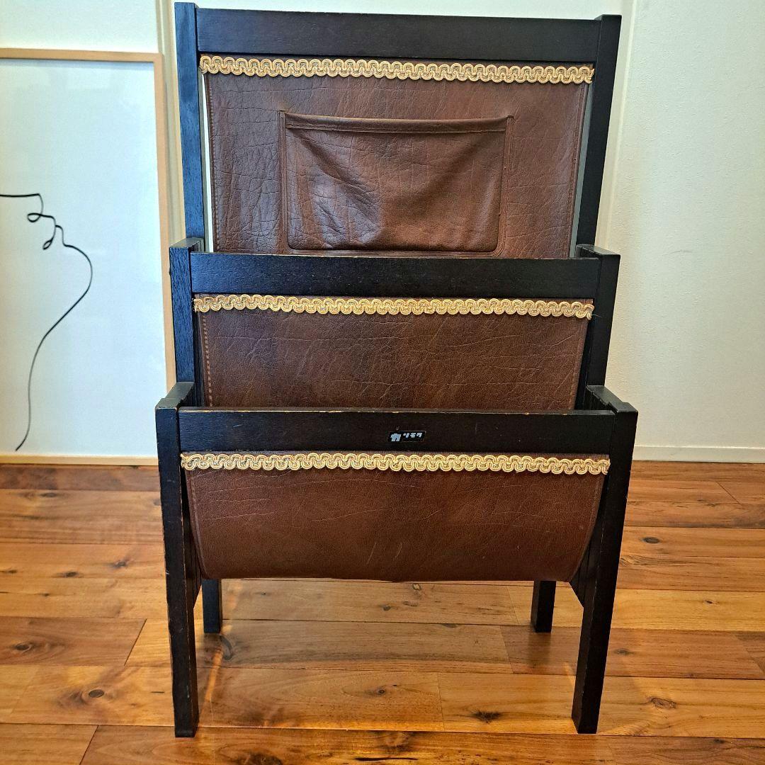 希少 オールドカリモク karimoku マガジンラック レトロ 雑誌 新聞