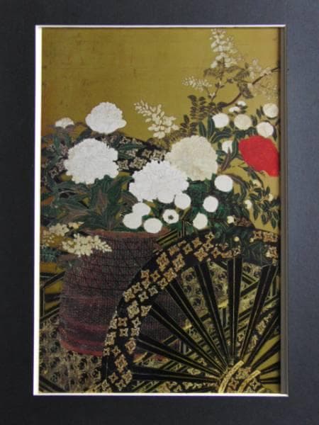 花車図屏風、超希少・大判画集画、新品高級額装付