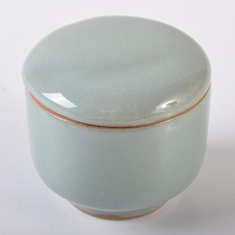 パウロニア　青磁　桃　香合　堀内宗完（兼中斎）極め箱　V　R8201