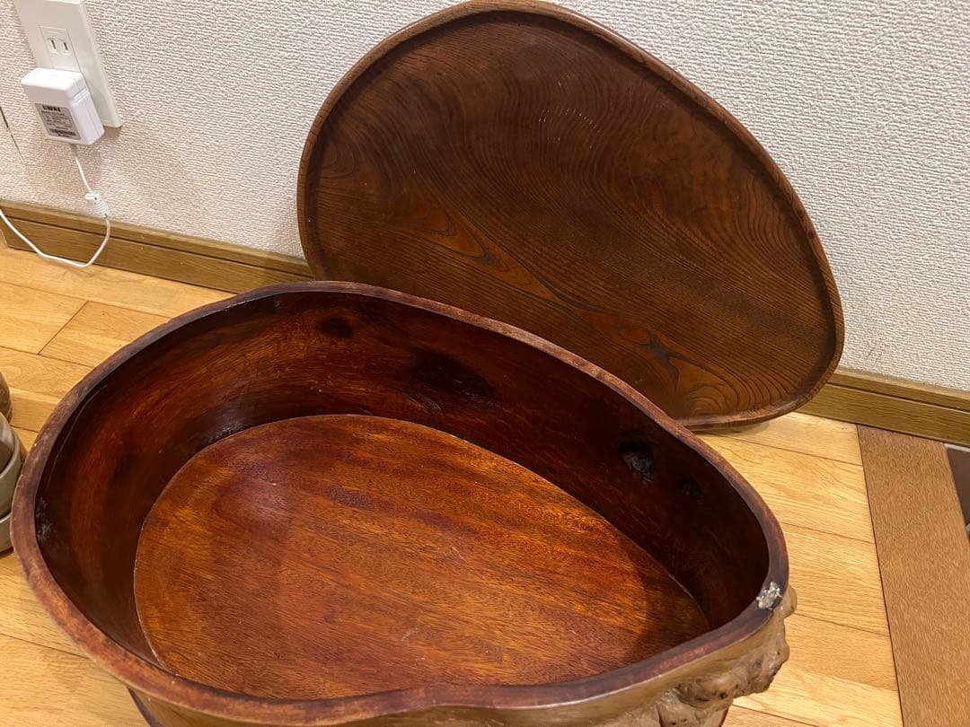 取込盆　槐　切り株　こぶ　木製スツール　花台　古道具　茶道具