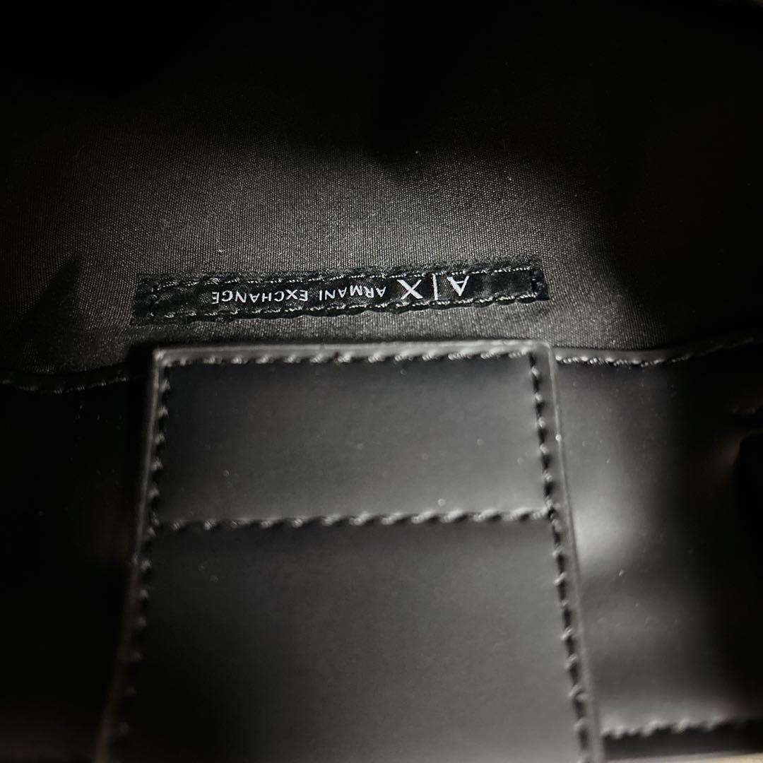 アルマーニ オールオーバー エンボスロゴ 2way ハンドバッグ ショルダー 黒