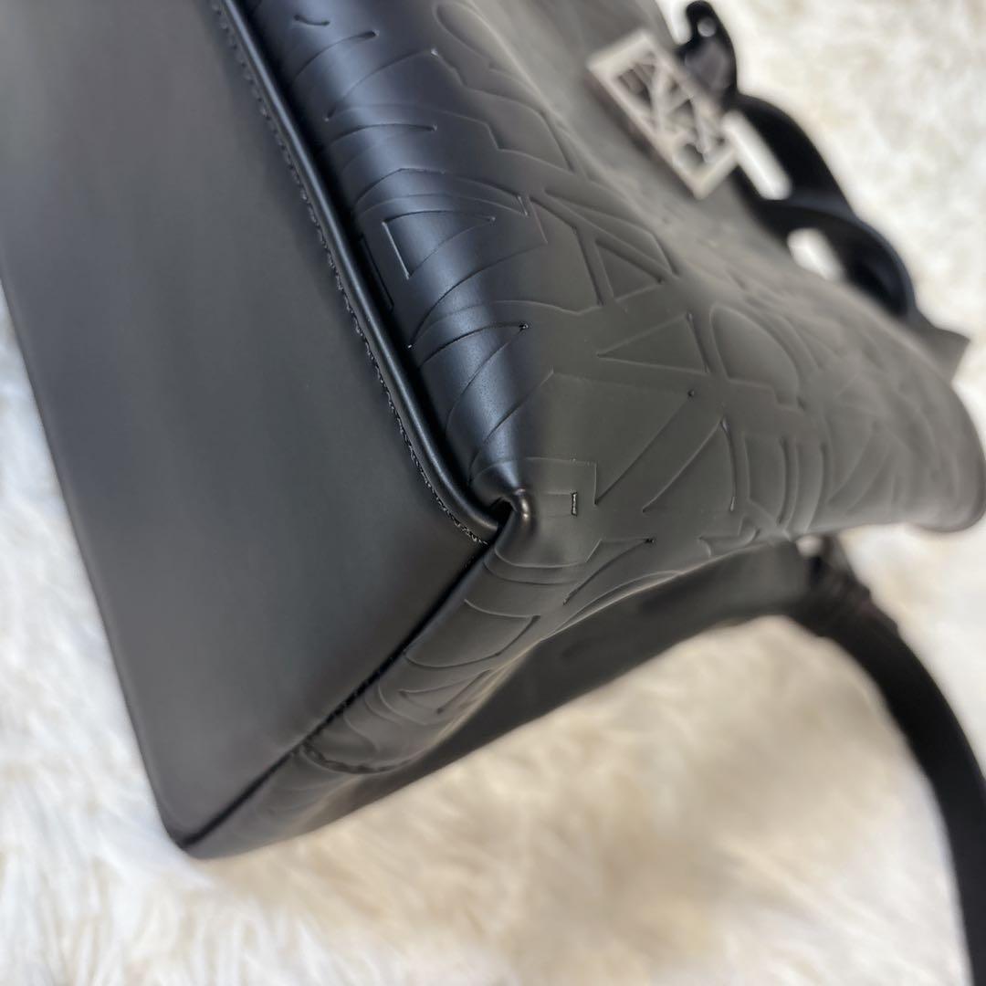アルマーニ オールオーバー エンボスロゴ 2way ハンドバッグ ショルダー 黒