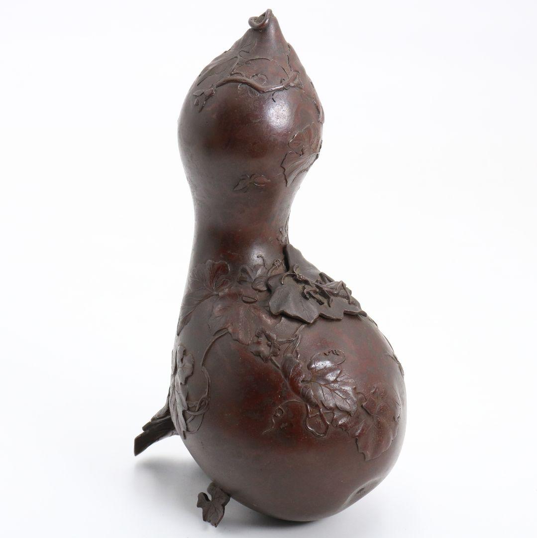 鋳師 金森浄栄作 鋳銅 瓢花入 高岡銅器 共箱　AW827