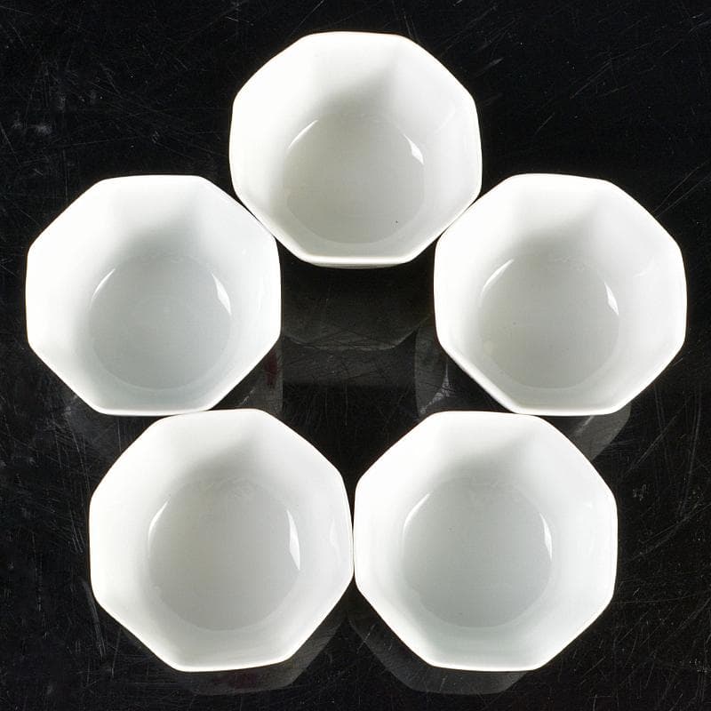 中国　同治年製款　粉彩　螽斯柘榴文　八角煎茶碗　五客　時代箱付　M　R6249E