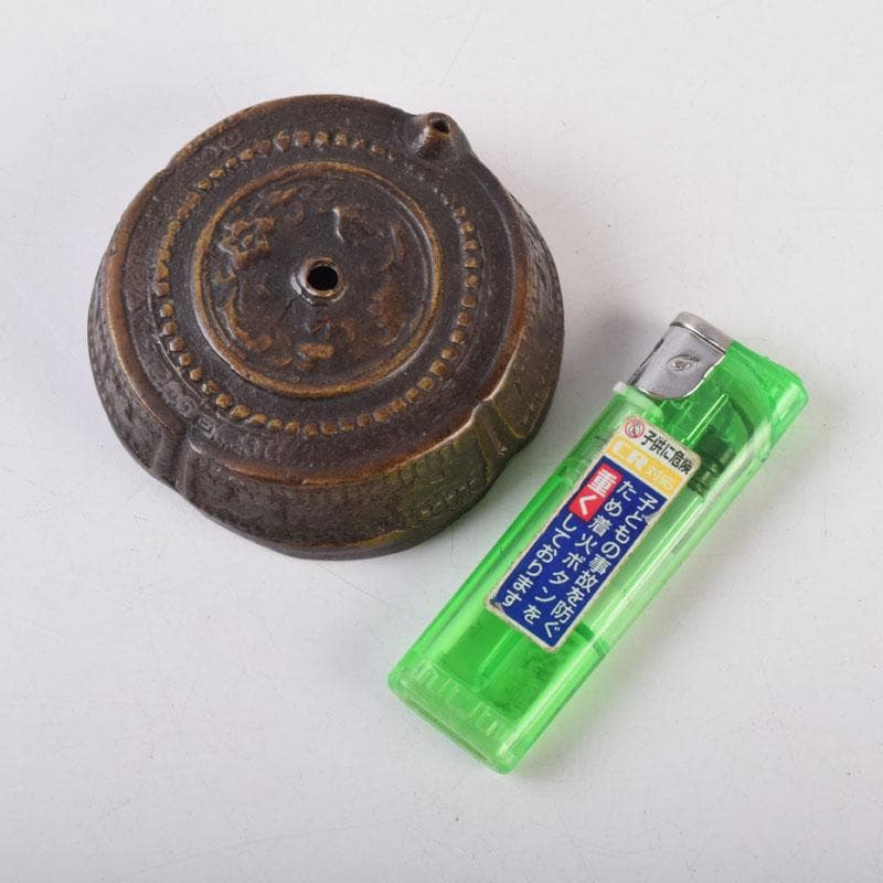 中国　古銅宣徳銅　唐草彫　水滴　時代箱　C　8473