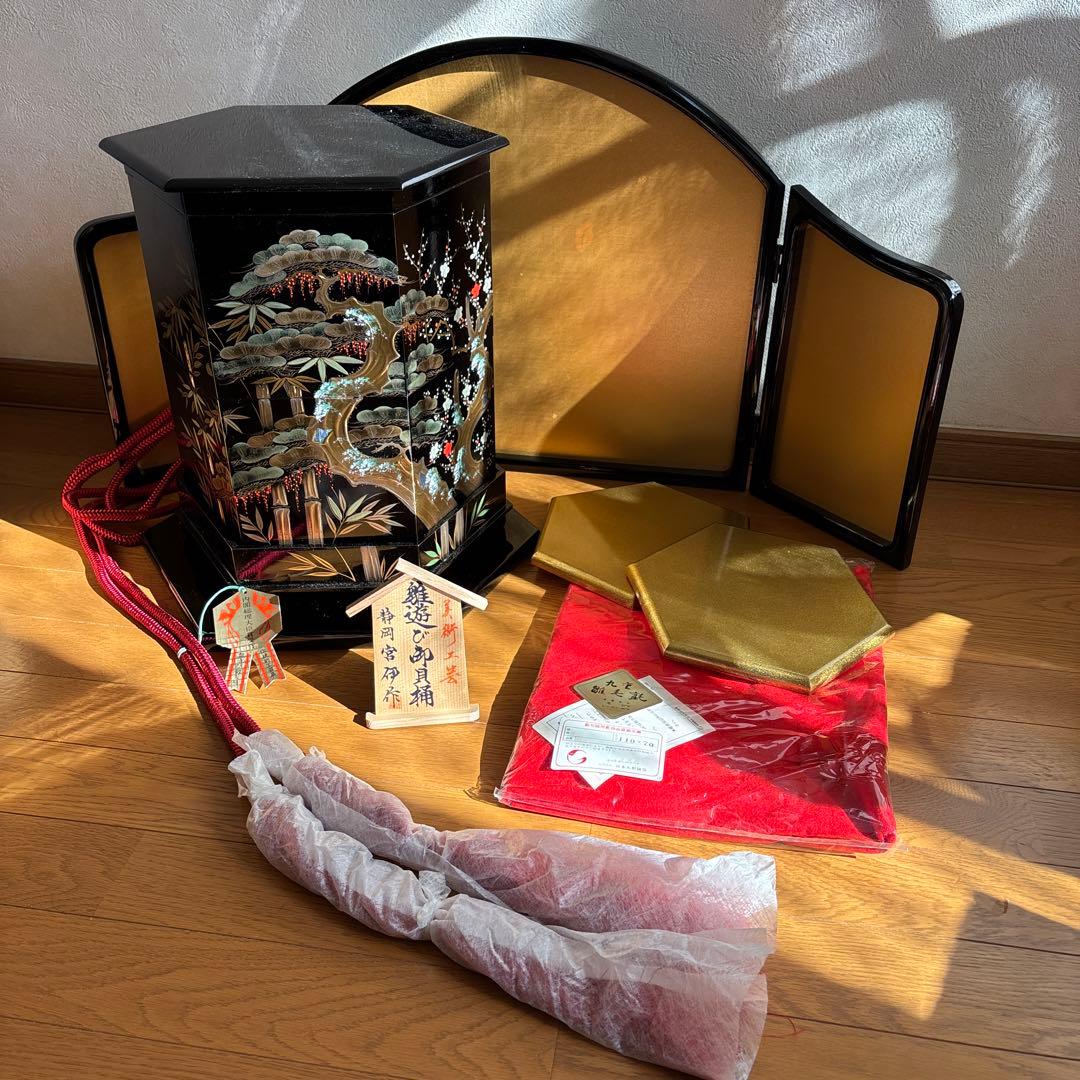 美術工芸　雛遊び￼御貝桶　雛人形